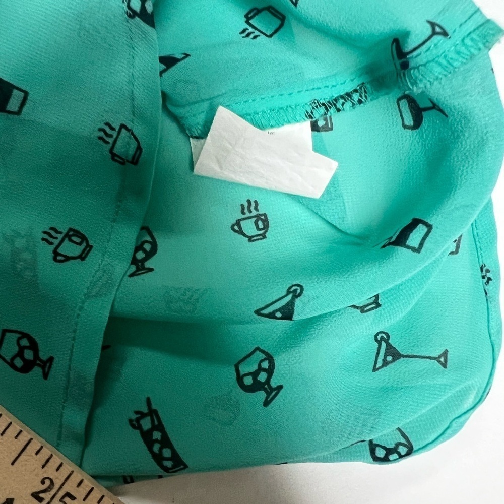 ZINK OF LONDON LONG SLEEVE SHEER LIKE FUN SHIRT MEDIUM TURQUOISE SIZE LARGE - Picture 8 of 13